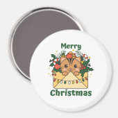 Cat Christmas Letter Winter Animals Cats Magnet (Vorderseite/Rückseite)