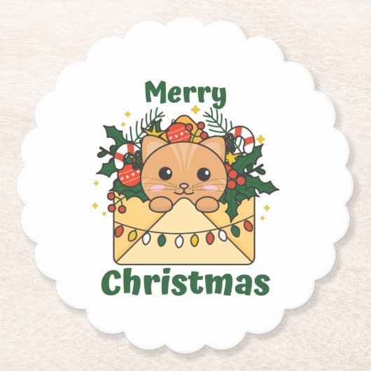 Cat Christmas Letter Winter Animals Cats Untersetzer (Vorderseite)