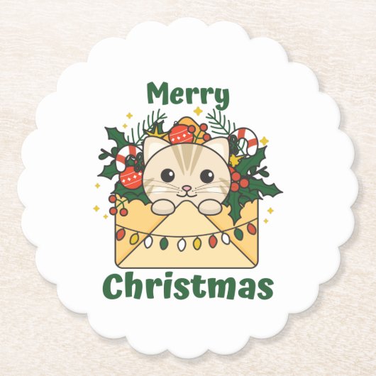 Cat Christmas Letter Winter Animals Cats Untersetzer (Vorderseite)