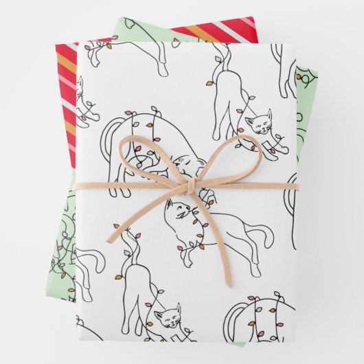 Cat Christmas Light Fun Holiday Geschenkpapier Set (Beispiel)