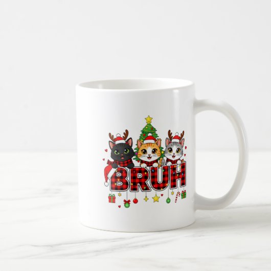 Cat Christmas Light Reindeer Santa Bruh Funny  Kaffeetasse (Rechts)