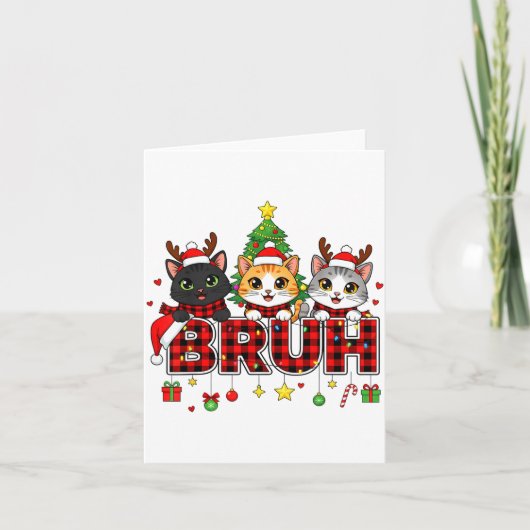 Cat Christmas Light Reindeer Santa Bruh Funny Karte (Vorderseite)