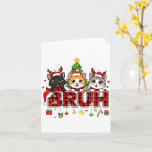 Cat Christmas Light Reindeer Santa Bruh Funny Karte (Gelbe Blume)