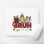Cat Christmas Light Reindeer Santa Bruh Funny Mousepad (Mit Mouse)