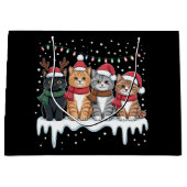 Cat Christmas Light Reindeer Santa Cat Lover Große Geschenktüte (Vorderseite)
