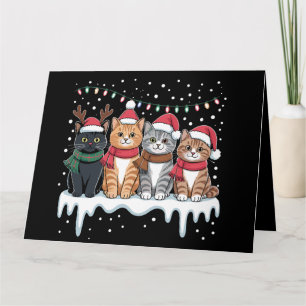 Cat Christmas Light Reindeer Santa Cat Lover Karte