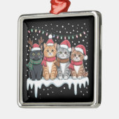Cat Christmas Light Reindeer Santa Cat Lover Ornament Aus Metall (Links)