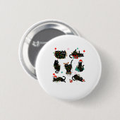 Cat Christmas Light Reindeer Santa Christmas Cat L Button (Vorne & Hinten)