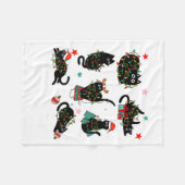 Cat Christmas Light Reindeer Santa Christmas Cat L Fleecedecke (Vorderseite (Horizontal))