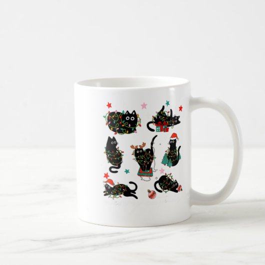 Cat Christmas Light Reindeer Santa Christmas Cat L Kaffeetasse (Rechts)