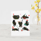 Cat Christmas Light Reindeer Santa Christmas Cat L Karte (Gelbe Blume)