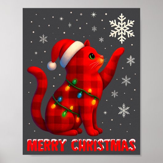 Cat Christmas Light Reindeer Santa Christmas Cat L Poster (Vorne)