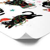 Cat Christmas Light Reindeer Santa Christmas Cat L Poster (Ecke)