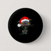 Cat Christmas Lights Bored Cat Santa Hat Funny Cat Button (Vorderseite)