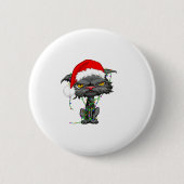 Cat Christmas Lights Bored Cat Santa Hat Funny Cat Button (Vorderseite)