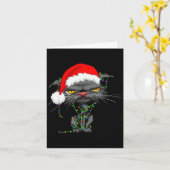 Cat Christmas Lights Bored Cat Santa Hat Funny Cat Karte (Gelbe Blume)