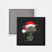 Cat Christmas Lights Bored Cat Santa Hat Funny Cat Magnet (Vorderseite/Rückseite)