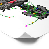 Cat Christmas Lights Bored Cat Santa Hat Funny Cat Poster (Ecke)