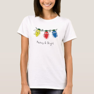 Cat Christmas Lights Funny Meowy und Bright T-Shir T-Shirt