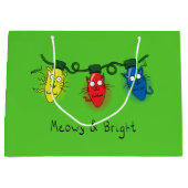 Cat Christmas Lights Funny Meowy und hell Große Geschenktüte (Vorderseite)