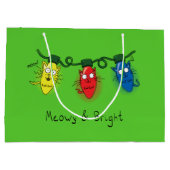 Cat Christmas Lights Funny Meowy und hell Große Geschenktüte (Rückseite)