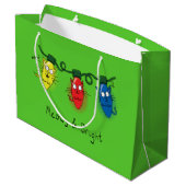 Cat Christmas Lights Funny Meowy und hell Große Geschenktüte (Rückseite Schrägansicht)