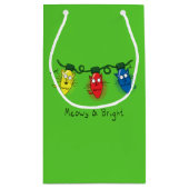Cat Christmas Lights Funny Meowy und hell Kleine Geschenktüte (Rückseite)