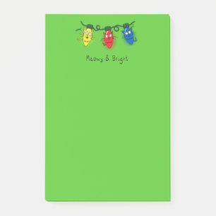 Cat Christmas Lights Funny Meowy und hell Post-it Klebezettel