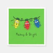 Cat Christmas Lights Funny Meowy und hell Serviette (Vorderseite)