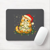 Cat Christmas Lights Santa Hat Xmas Cats Lover Pet Mousepad (Mit Mouse)