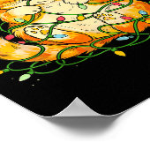 Cat Christmas Lights Santa Hat Xmas Cats Lover Pet Poster (Ecke)