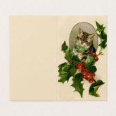 Cat Christmas Merry Holly Kitten Antique Art (Außenseite Aufgefaltet)
