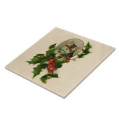 Cat Christmas Merry Holly Kitten Antique Art Fliese (Seite)