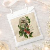 Cat Christmas Merry Holly Kitten Antique Art Geschenktütchen (Ausgeschnitten)