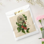 Cat Christmas Merry Holly Kitten Antique Art Geschenktütchen (Versiegelt)