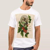 Cat Christmas Merry Holly Kitten Antique Art T-Shirt (Vorderseite)