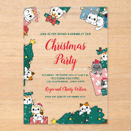 Cat Christmas Party Acryleinladungen