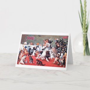 Cat Christmas Party mit Kittens, Louis Wain Card Karte