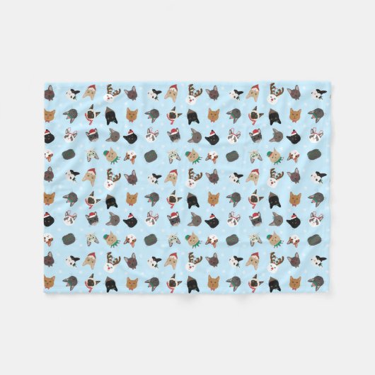 Cat Christmas Pattern Fleecedecke (Vorderseite (Horizontal))