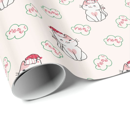 Cat Christmas Pattern Geschenkpapier (Rolleneckpunkt)