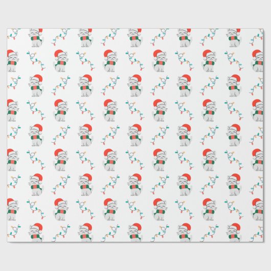 Cat Christmas Pattern Geschenkpapier (Flach)