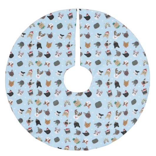Cat Christmas Pattern Polyester Weihnachtsbaumdecke (Vorderseite)