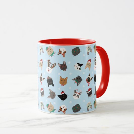 Cat Christmas Pattern Tasse (VorderseiteRechts)