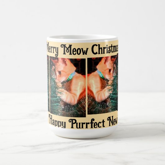 Cat Christmas Photo text customize Kaffeetasse (Mittel)
