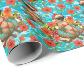 Cat Christmas Pool Party für Weihnachten im Juli Geschenkpapier (Rolleneckpunkt)