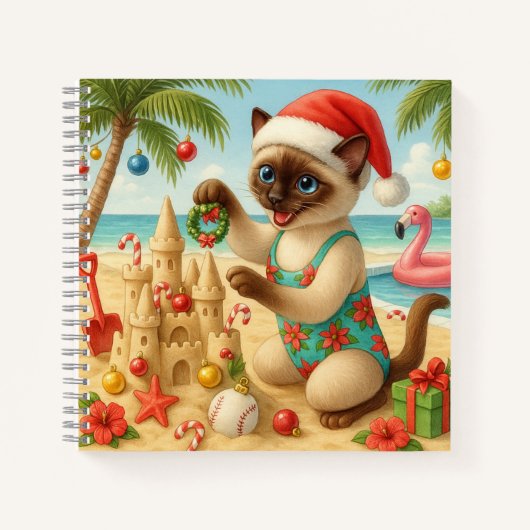 Cat Christmas Pool Party Notizblock (Vorderseite)