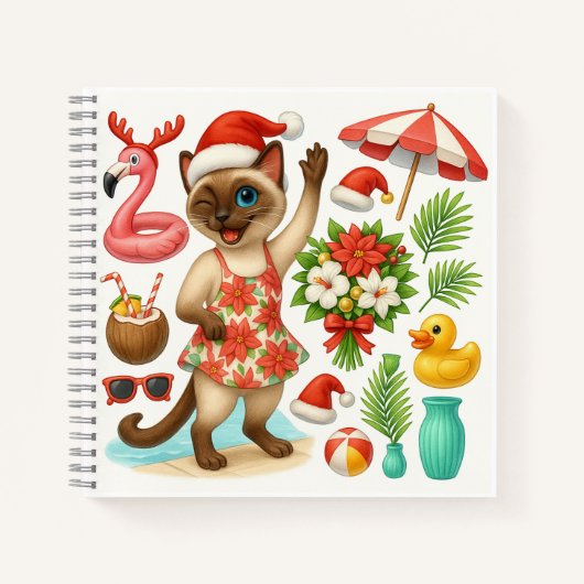 Cat Christmas Pool Party Notizblock (Vorderseite)
