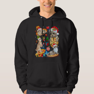 Cat Christmas Riding Pizza Funny Cats Weihnachtsma Hoodie