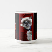 Cat Christmas Santa Maureen Girard Blue Eyes Kaffeetasse (Mittel)