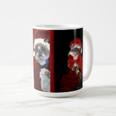 Cat Christmas Santa Maureen Girard Blue Eyes Kaffeetasse (VorderseiteRechts)